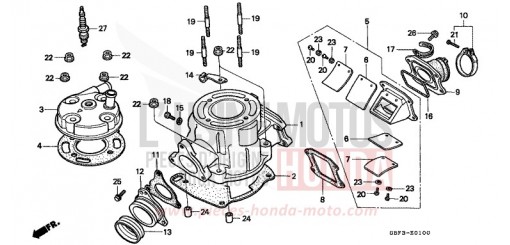 CYLINDRE/CULASSE CR80RBT de 1996